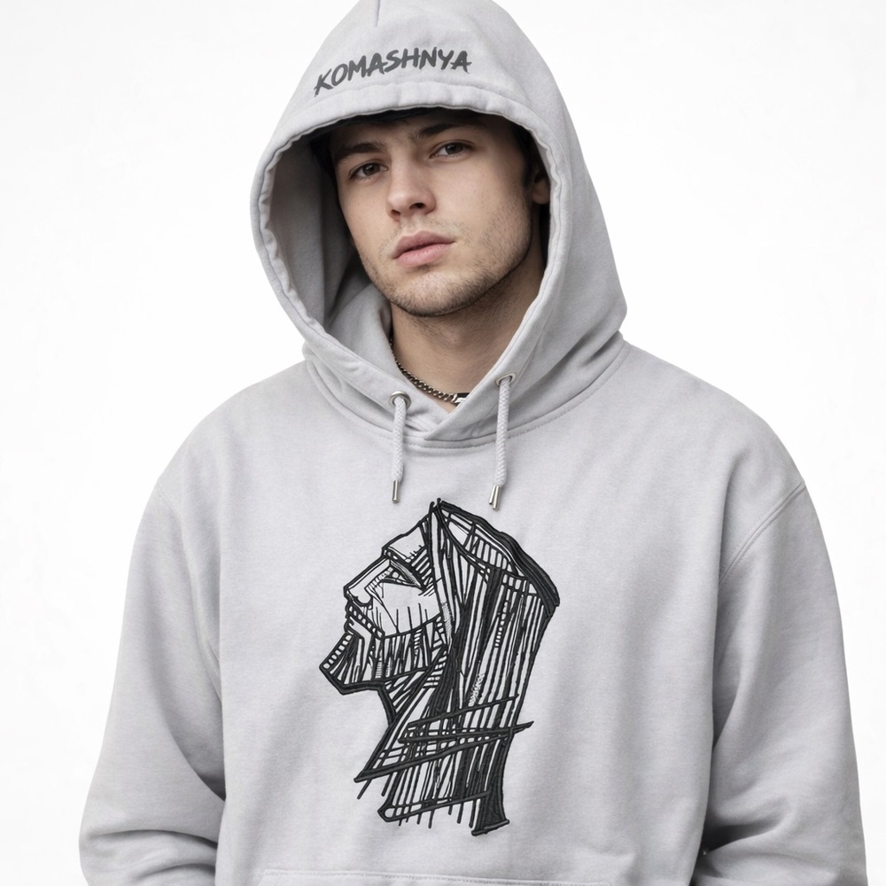Komashnya Mens Embroidered Jesus Hoodie XL Gray Designers of the King Ukraine